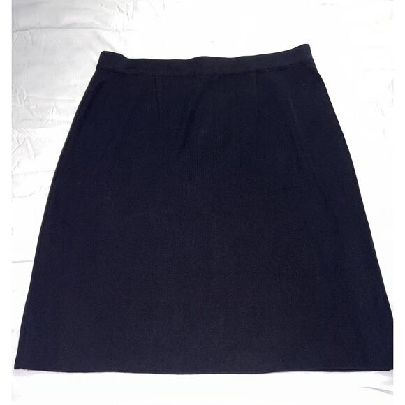 Misook Skirt Size Large Black Acrylic Knit Knee Length Straight Pencil Stretch - Picture 1 of 16